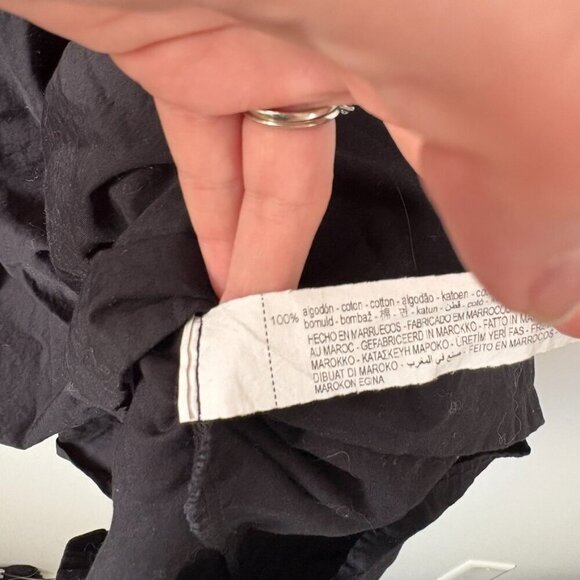 Zara Poplin Tiered Puff Sleeve Midi Dress Black Size XS - Picture 11 of 11